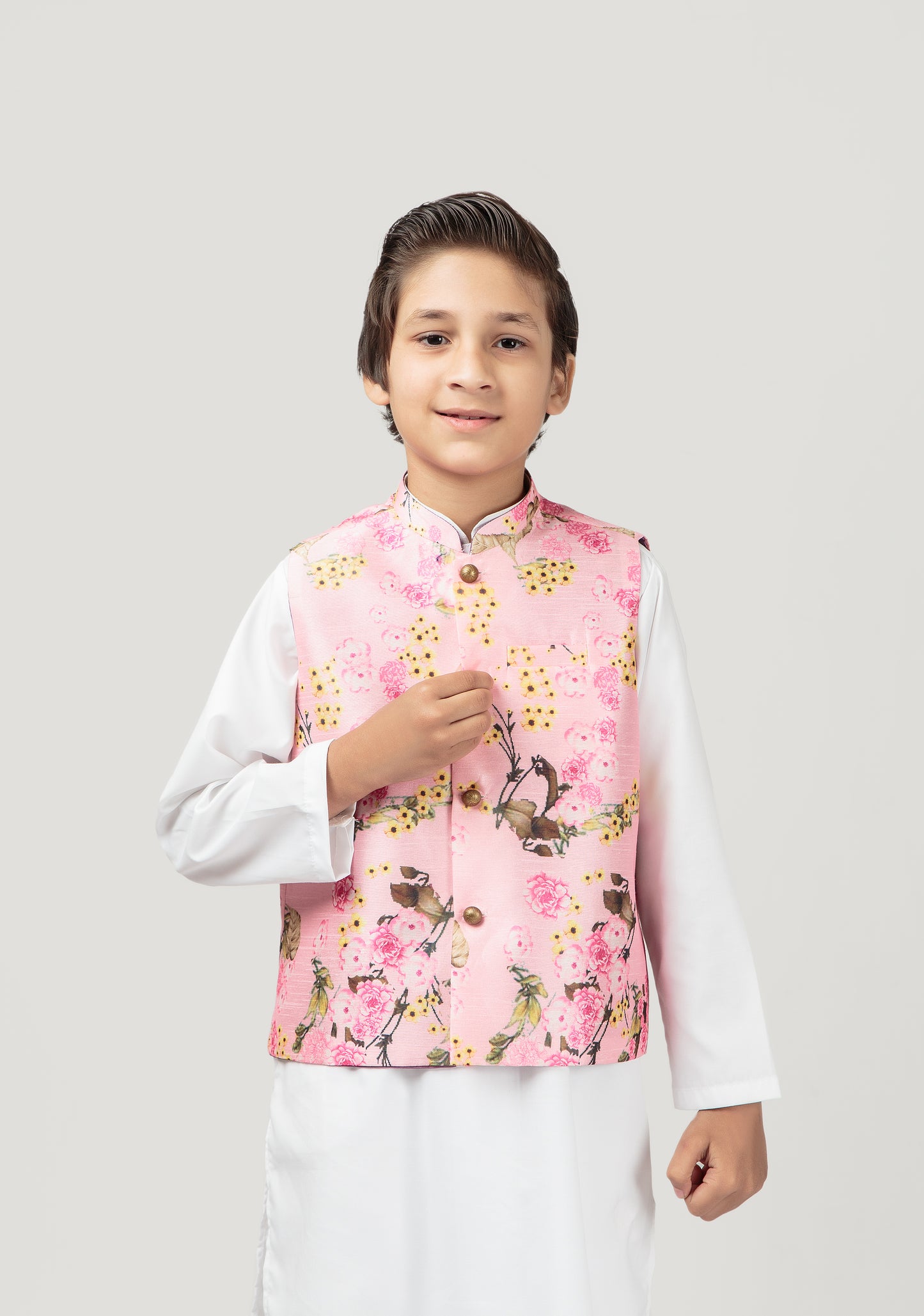 Pink Floral Waistcoat (Bpwc24)