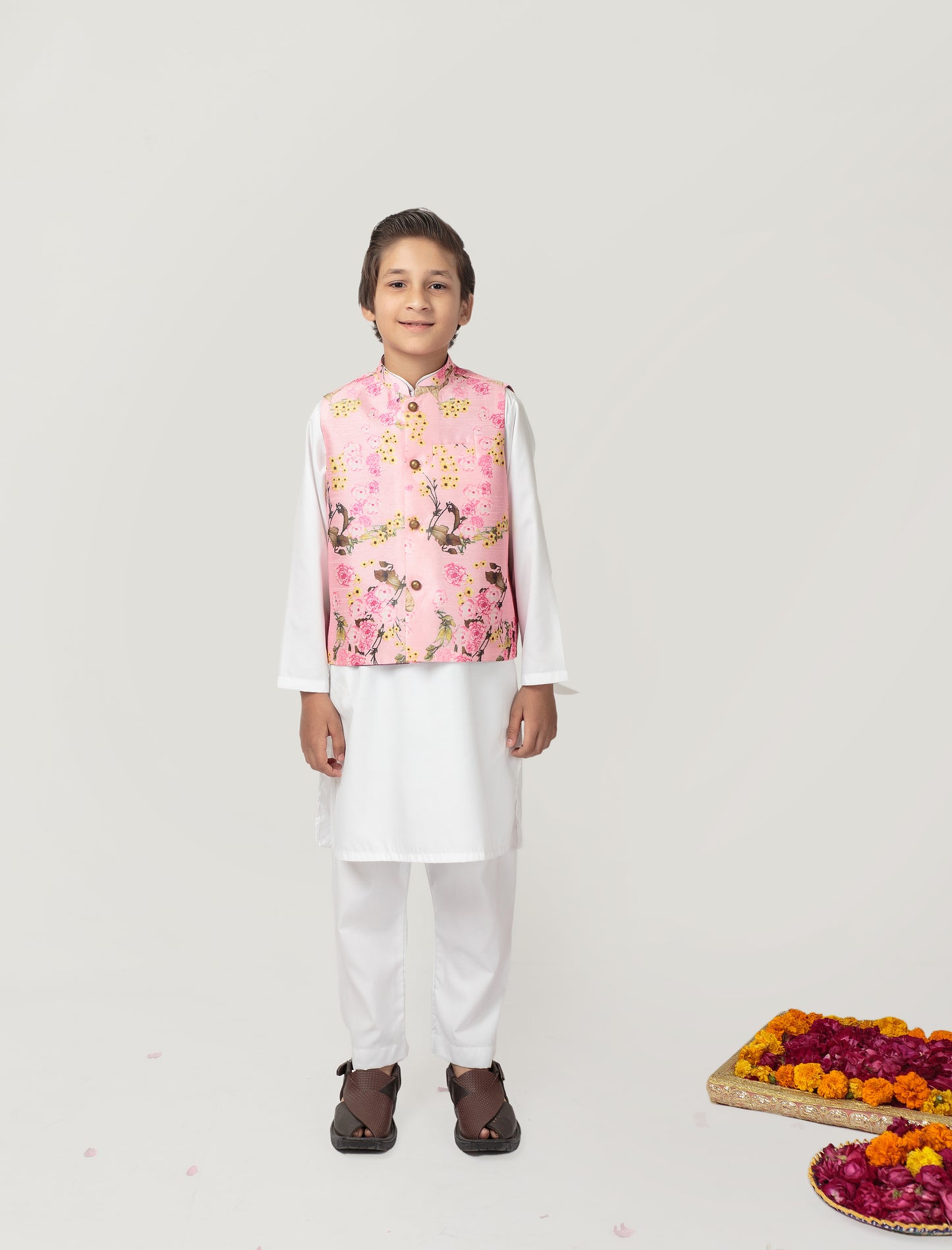 Pink Floral Waistcoat (Bpwc24)