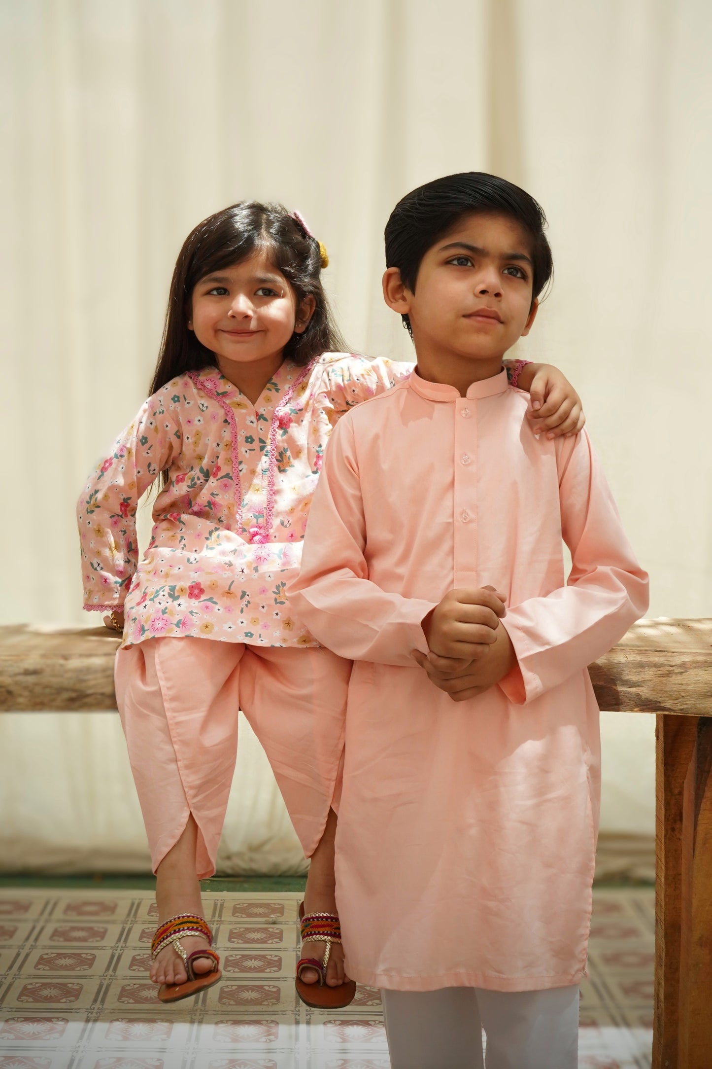 Peach kurta tulip