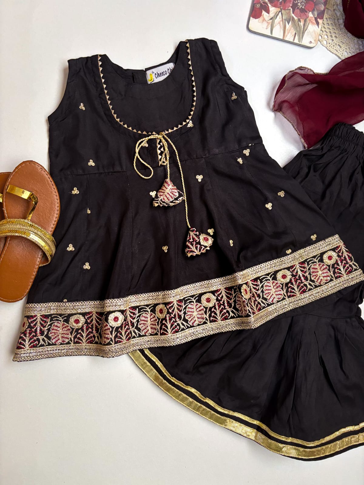 Black Peplum Gharara