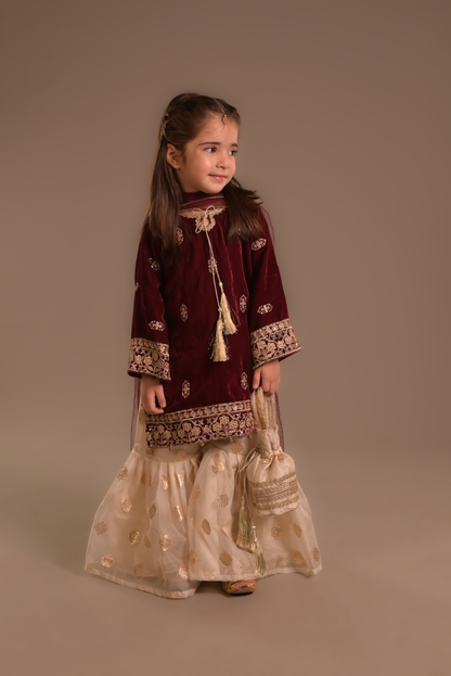 Maroon velvet Gharara (VMG25)