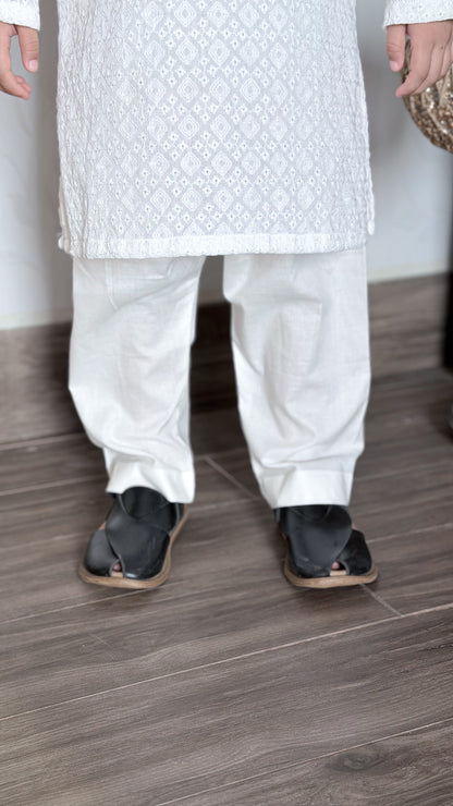 White Chikan Kurta Pajama