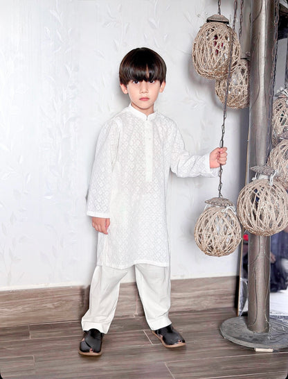 White Chikan Kurta Pajama