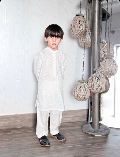 White Chikan Kurta Pajama