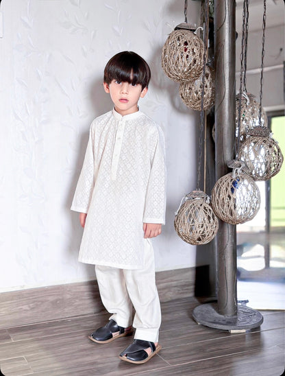 White Chikan Kurta Pajama