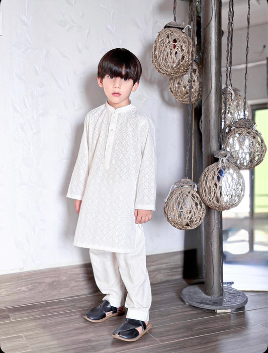 White Chikan Kurta Pajama