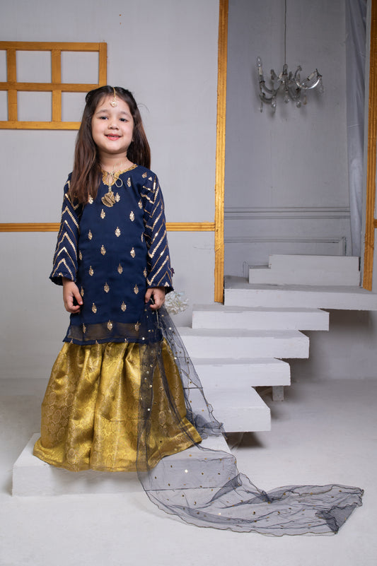 Blue & Mustard Gharara (Ncbm22)