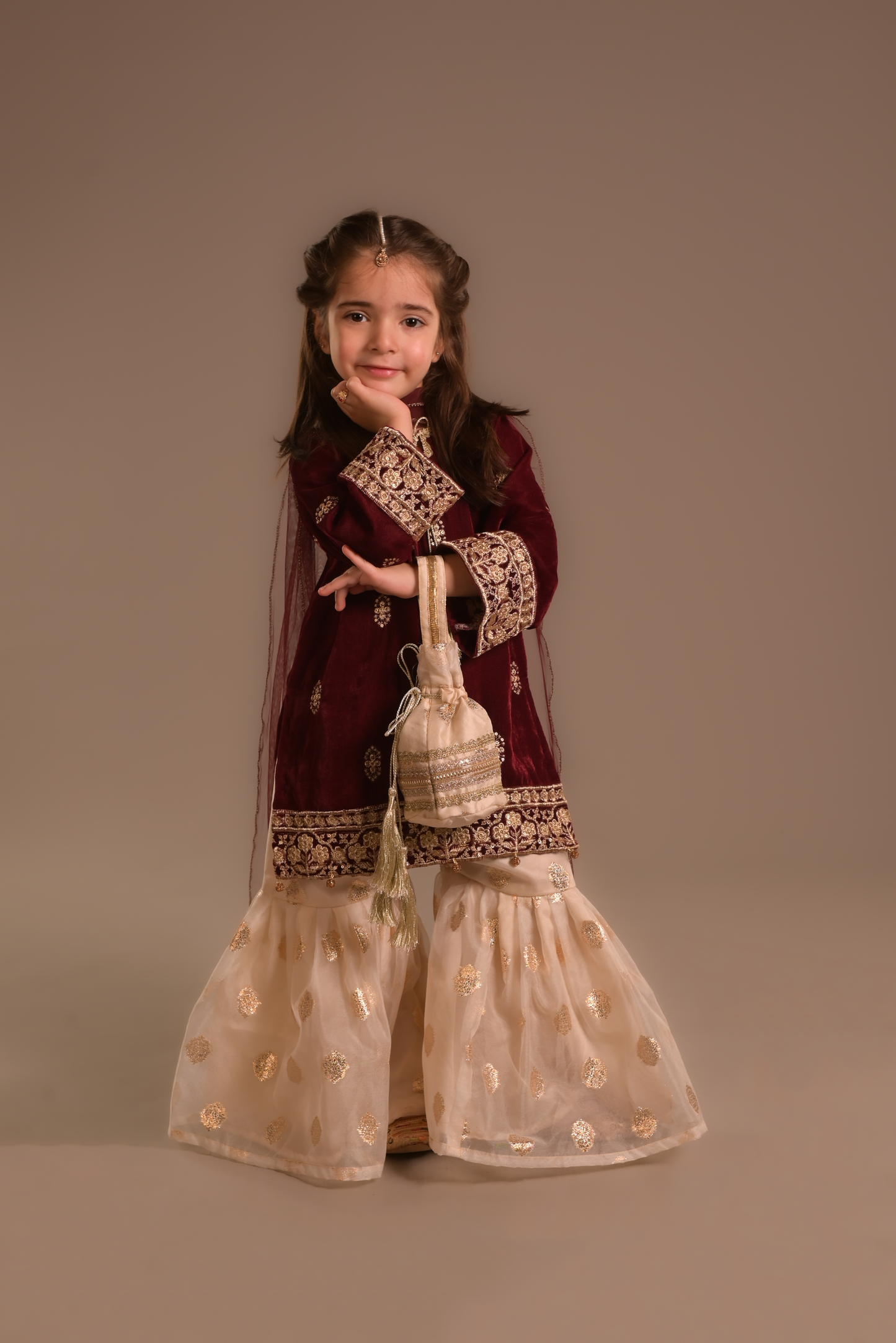 Maroon velvet Gharara (VMG25)