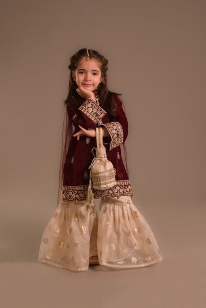 Maroon velvet Gharara (VMG25)