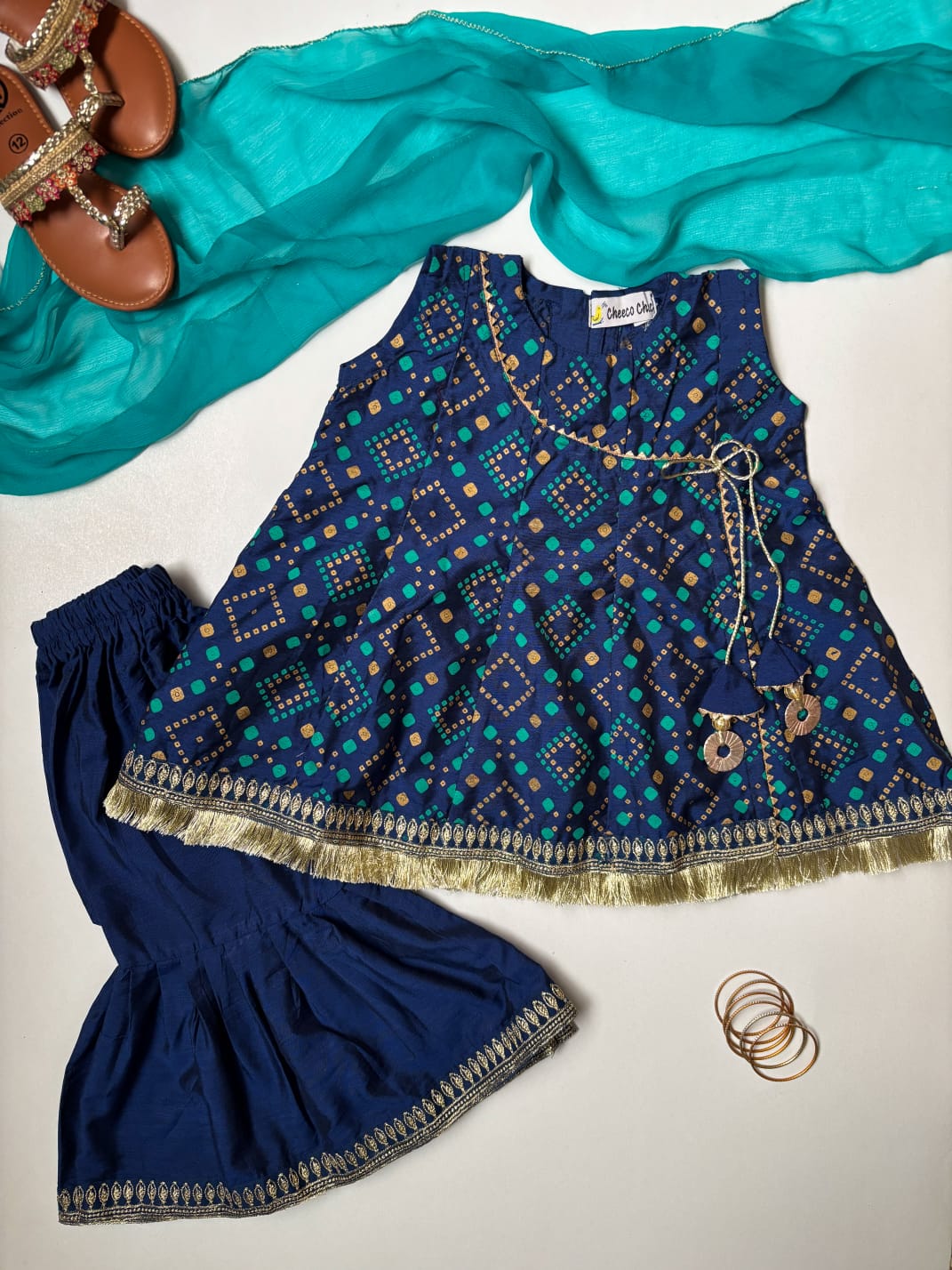 Blue Angrakha Gharara